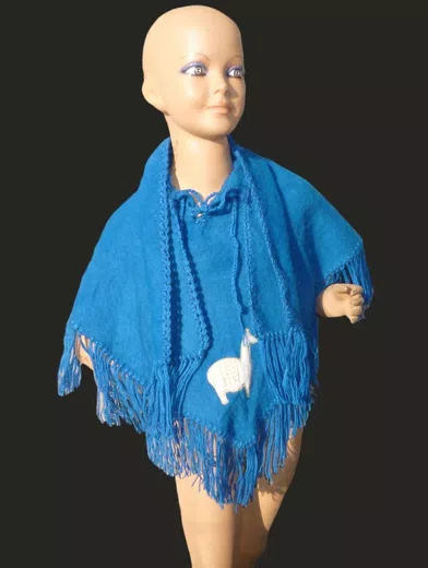 Fino Poncho para Niñas de Alpaca Bebe d02