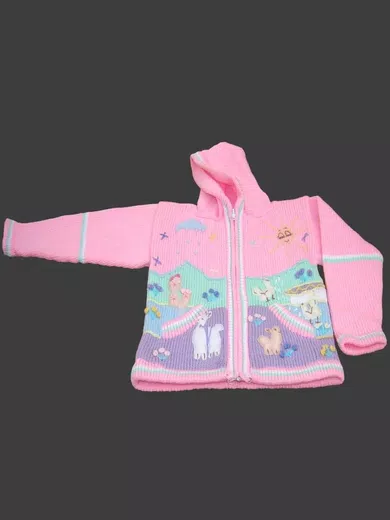 Suave Chamarra con Capucha para niños de alpaca d05