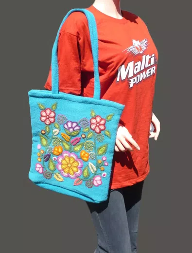 Bolso de Lana y Cuero Andino peruano d10