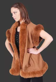 Chaleco de Fibra con Acabados Piel Alpaca Bebe